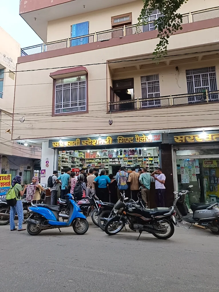 Customers shopping at Saraswati Stationers in Jaipur
