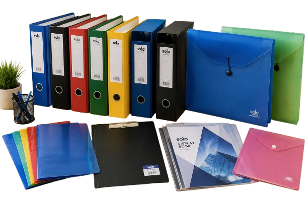 Files and folders including ring binders, document folders and display books