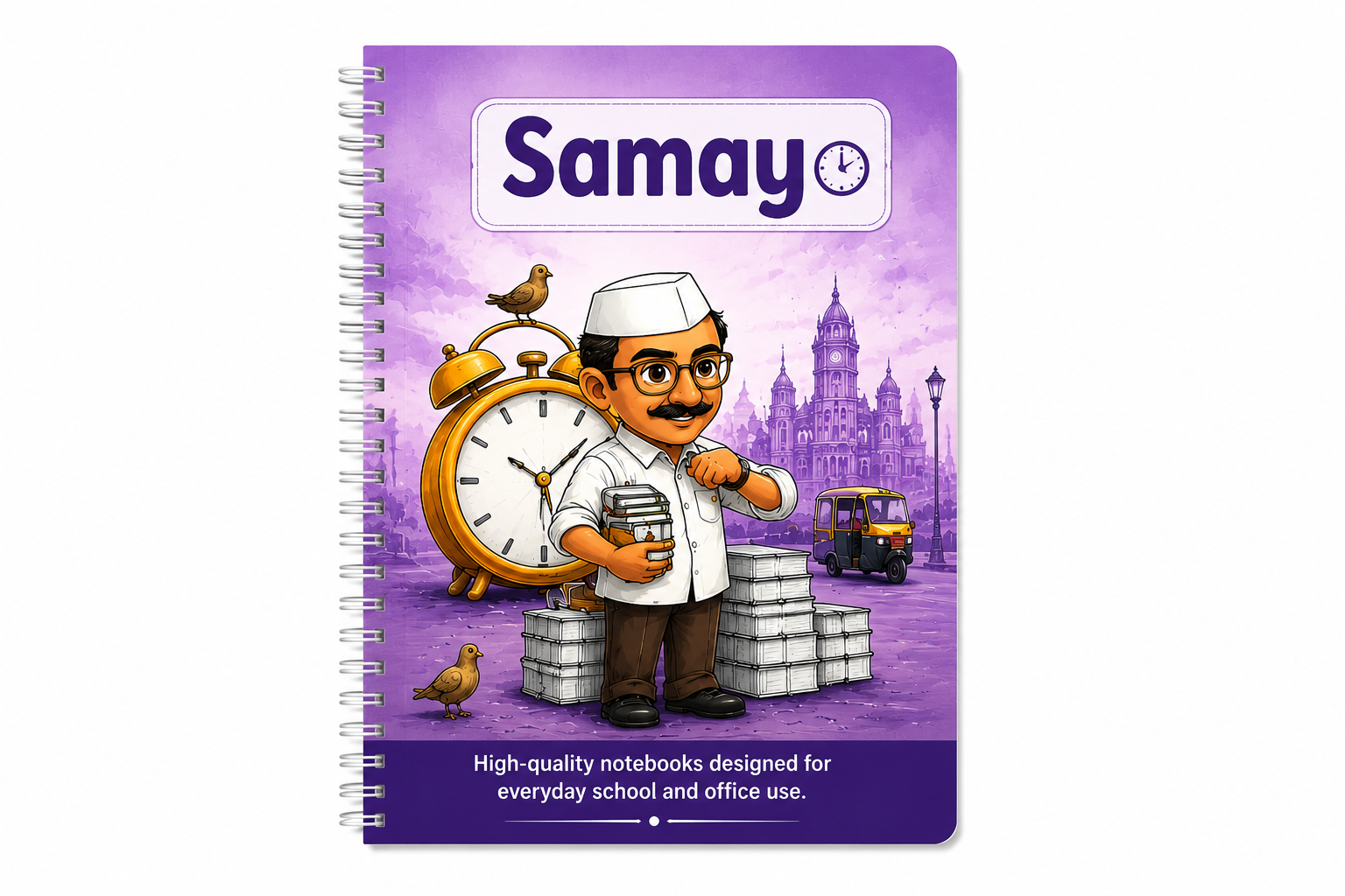 Samay spiral notebook with colorful illustrated cover